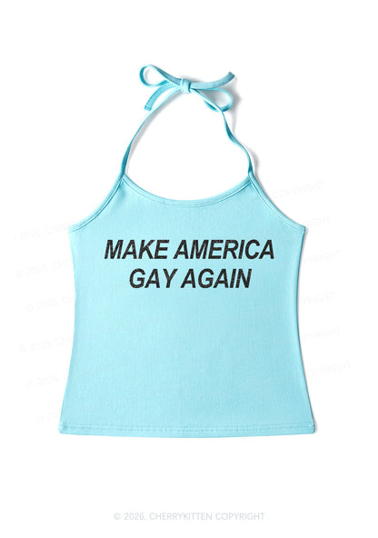 Make America Gay Again Pride Y2K Halter Neck Cami Cherrykitten