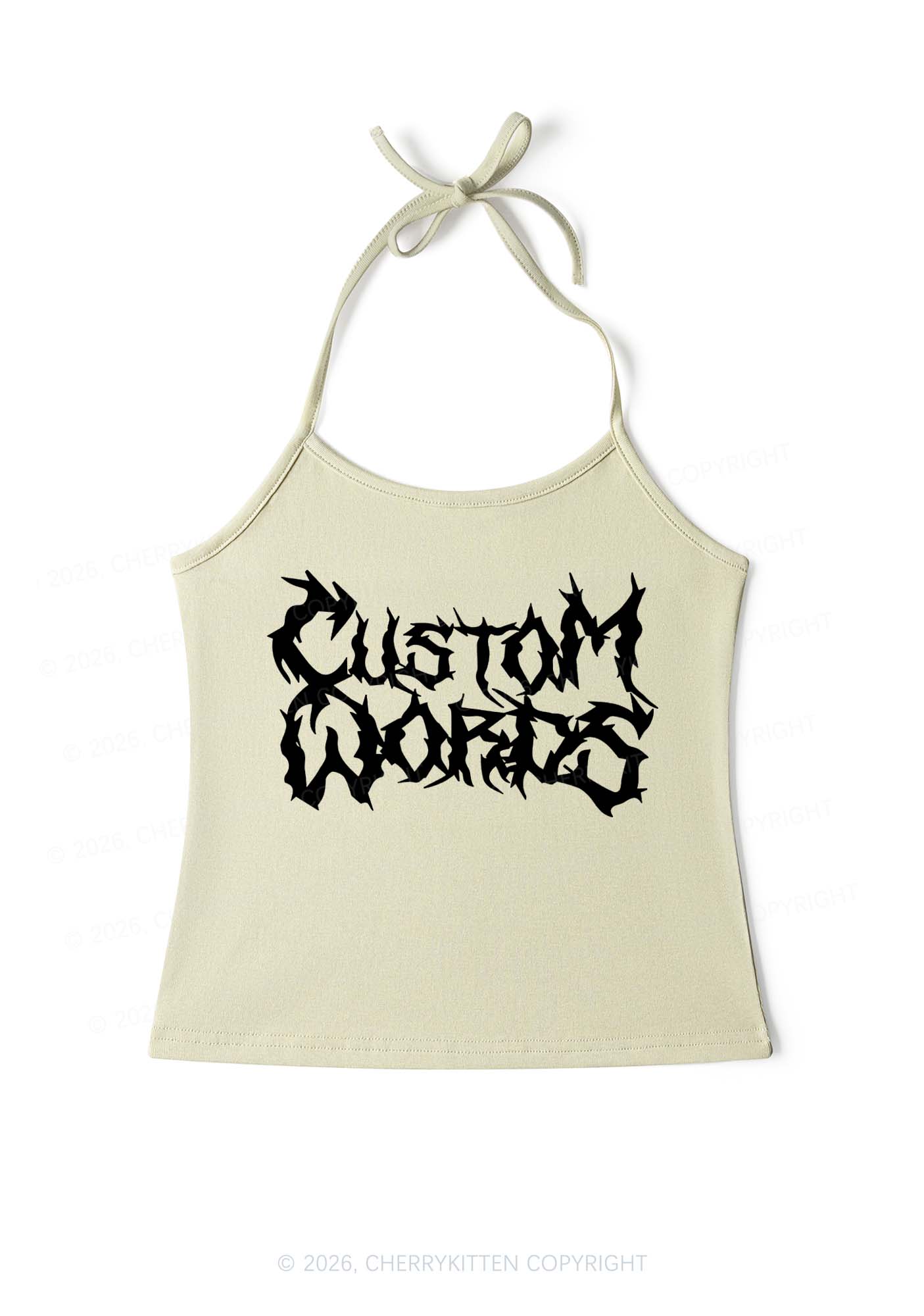 Custom Text Punk Font Y2K Halter Neck Cami Cherrykitten