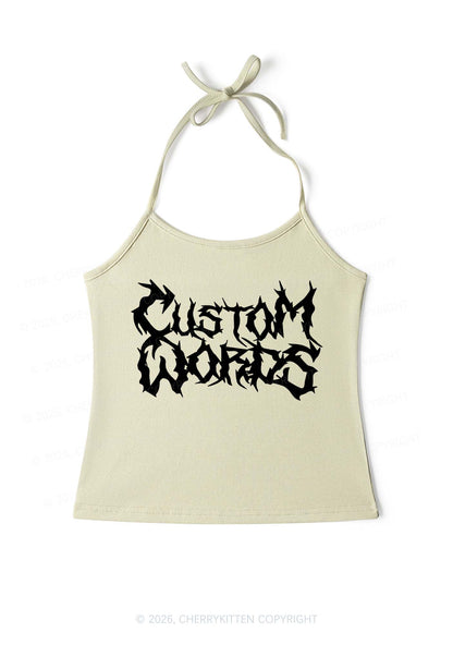 Custom Text Punk Font Y2K Halter Neck Cami Cherrykitten