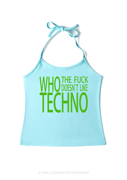 Who Doesnt Like Techno Y2K Halter Neck Cami Cherrykitten
