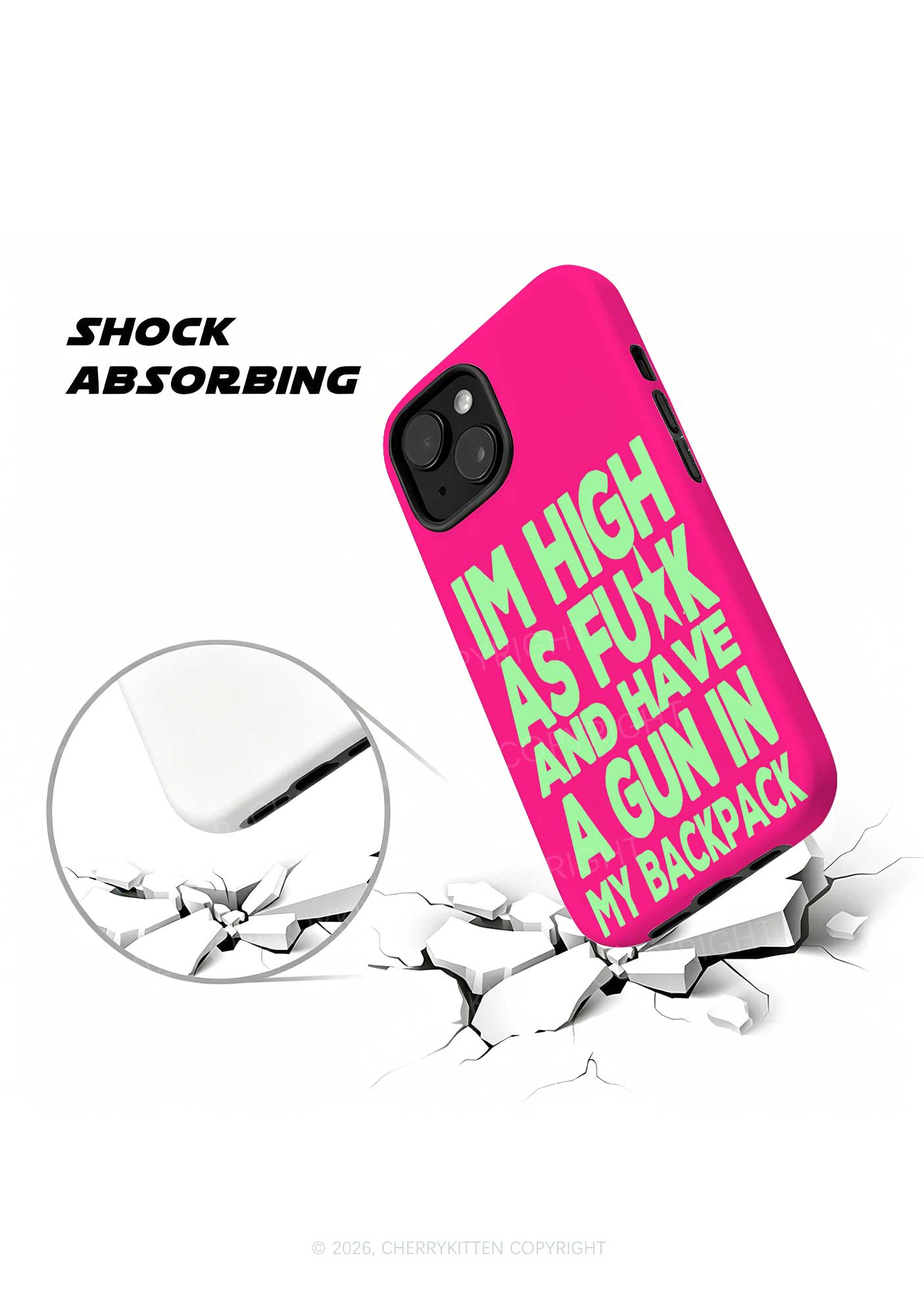 Hot Pink Im High Y2K Phone Case Cherrykitten