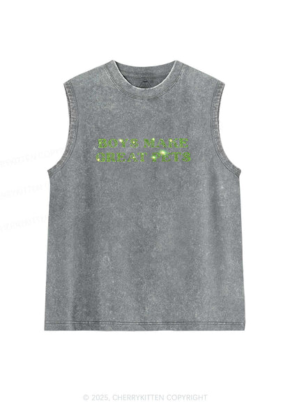 Rhinestone Boys Make Gr8 Pets Y2K Washed Muscle Tank Cherrykitten