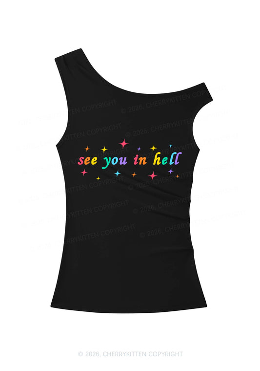 See You In Hell Pride Y2K Off Shoulder Tank Top Cherrykitten