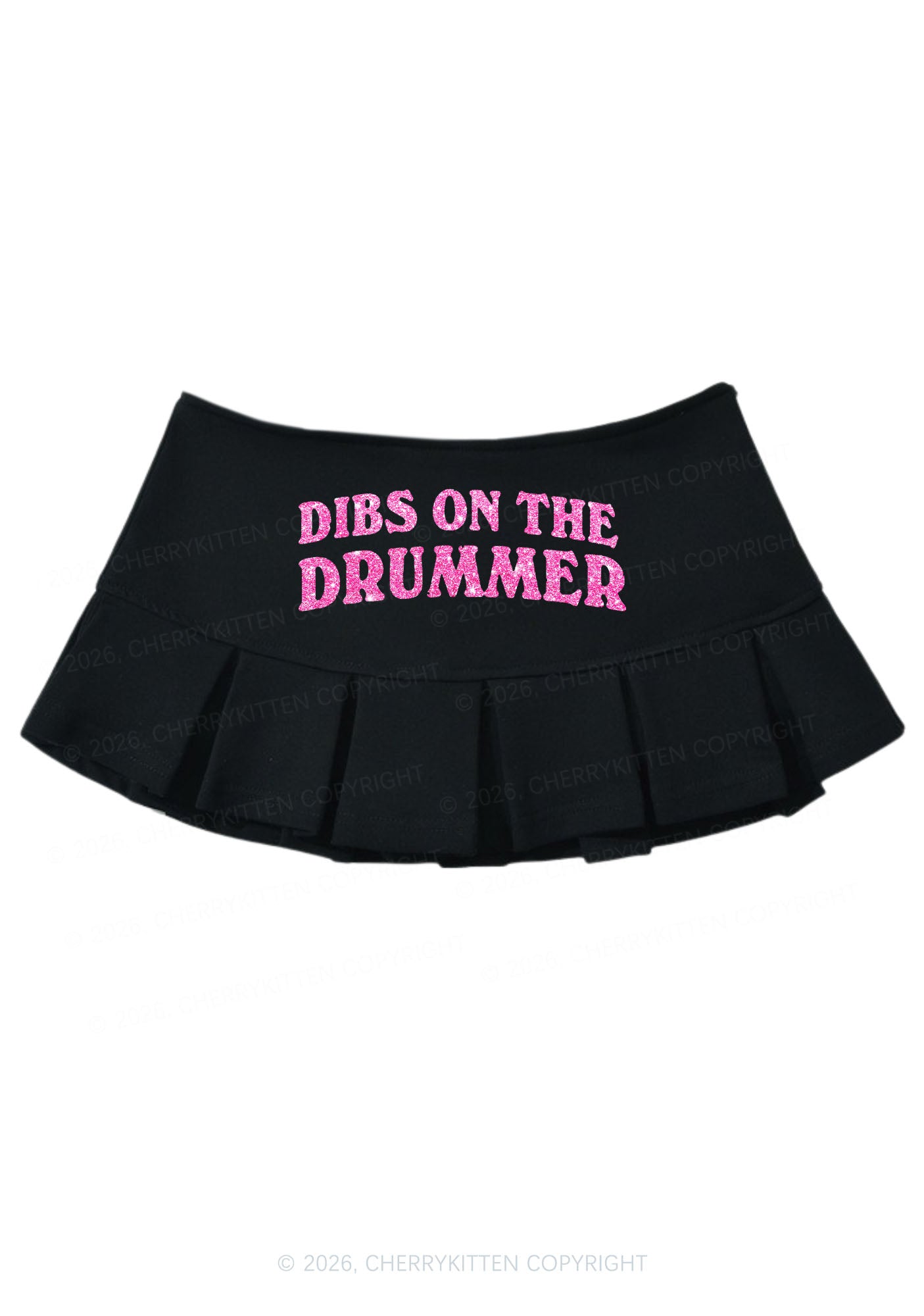 Glitter Dibs On The Drummer Y2K Mini Pleated Skirts Cherrykitten
