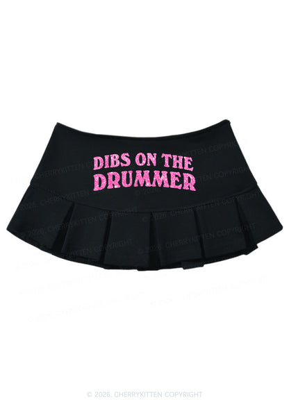 Glitter Dibs On The Drummer Y2K Mini Pleated Skirts Cherrykitten