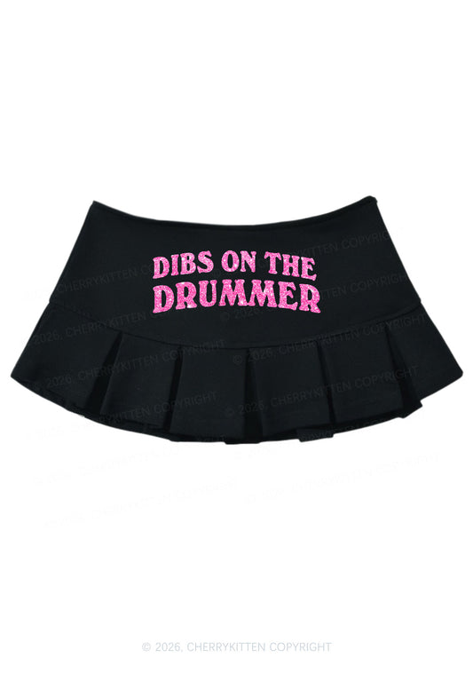 Glitter Dibs On The Drummer Y2K Mini Pleated Skirts Cherrykitten