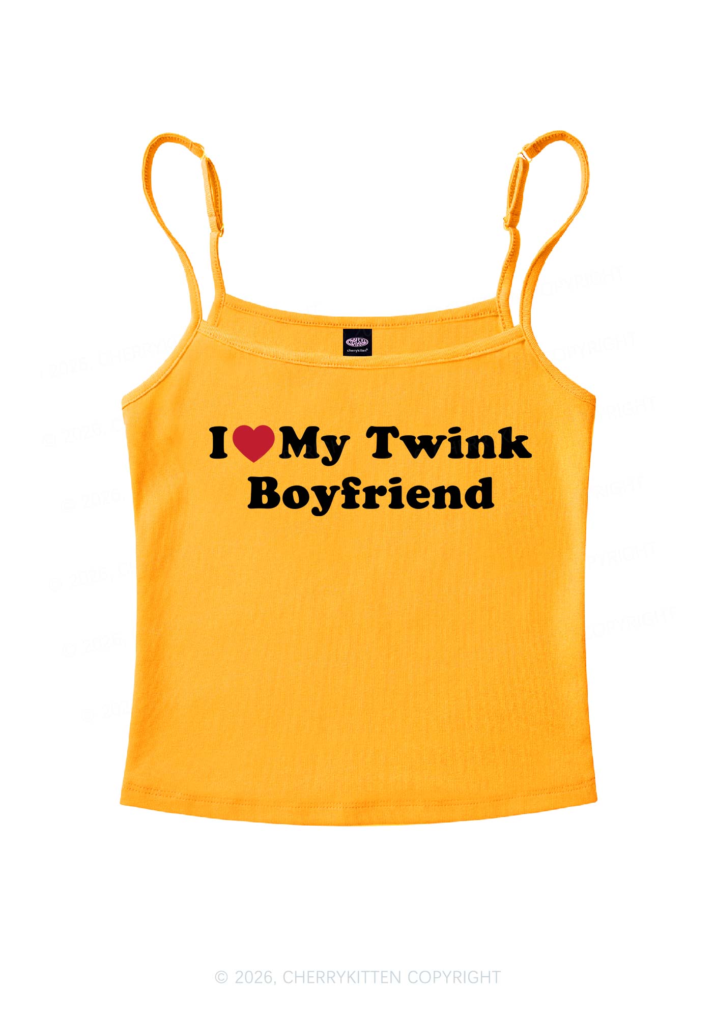 I Love My Twink BF Pride Y2K Spaghetti Strap Cami Cherrykitten
