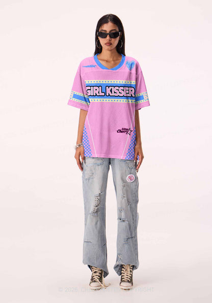 Pink Girl Kisser Pride Y2K Sport Jersey Shirts Cherrykitten