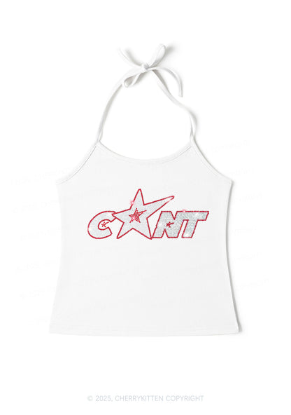 Rhinestone Star Cxxt Y2K Halter Neck Cami Cherrykitten