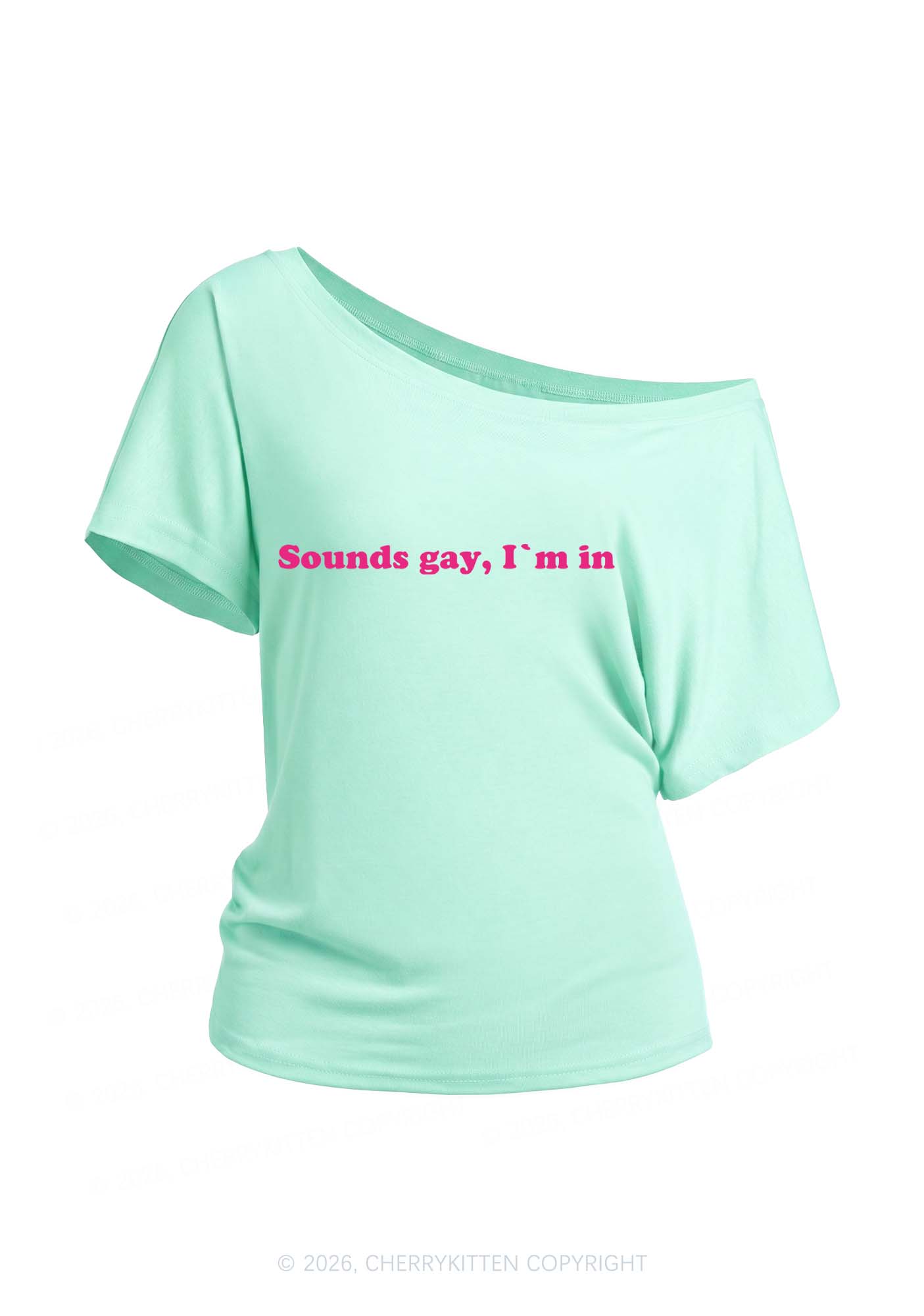 Sounds Gay Pride Y2K Off Shoulder Tee Cherrykitten