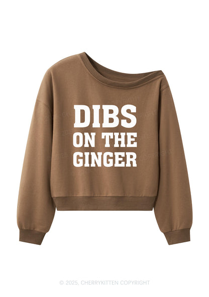 Dibs On The Ginger St Patricks Y2K Off Shoulder Sweatshirts Cherrykitten