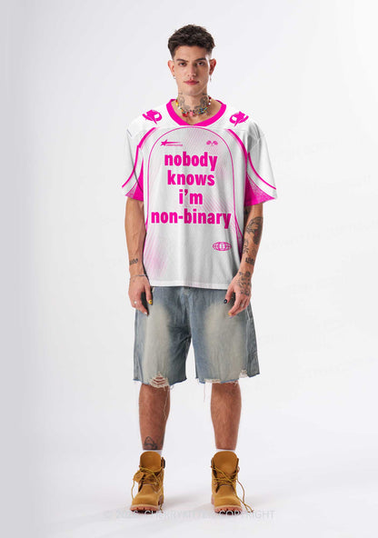 Nobody Knows Im Nonbinary Pride Y2K Sport Jersey Shirts Cherrykitten