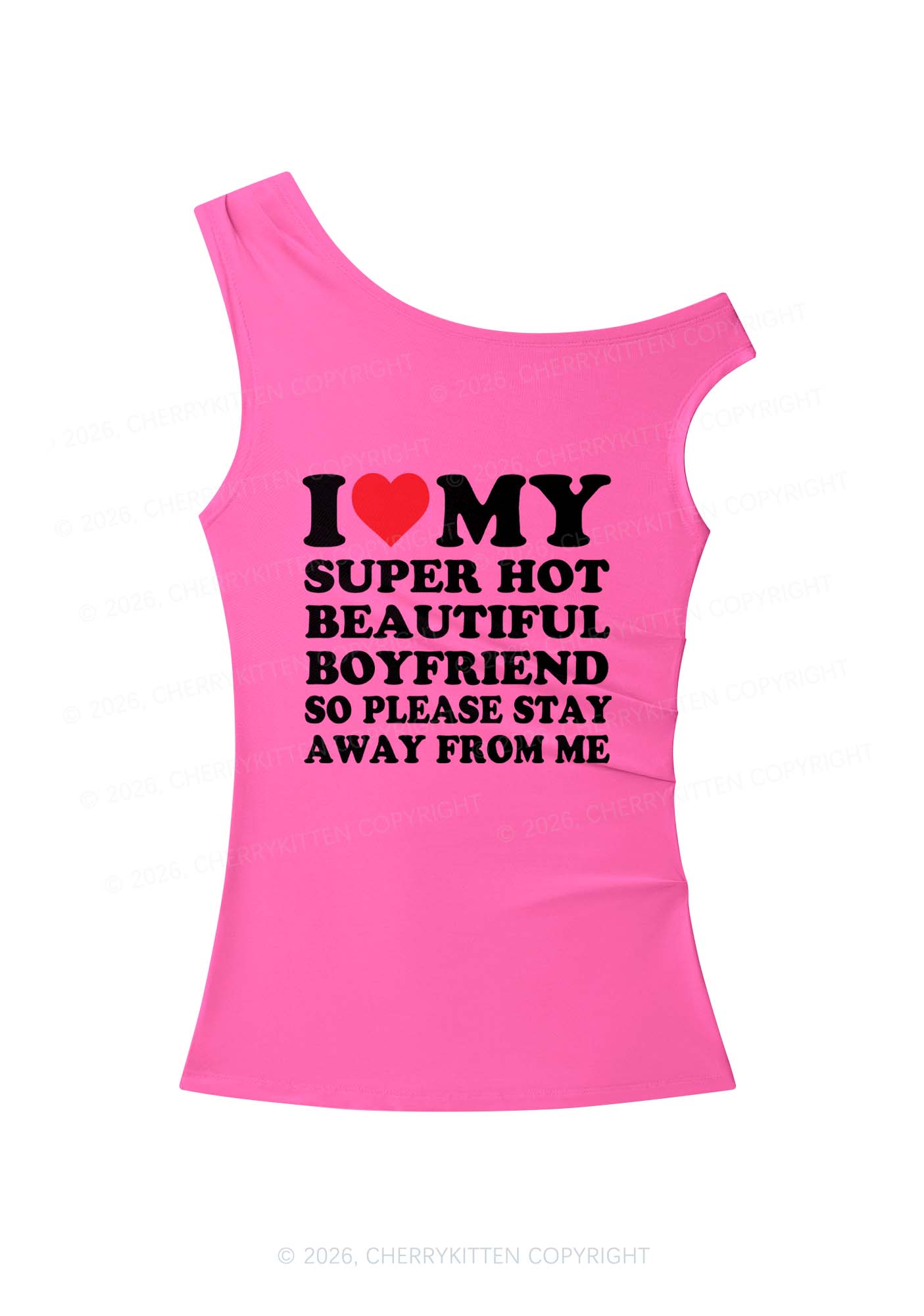 My Super Hot Boyfriend Y2K Off Shoulder Tank Top Cherrykitten