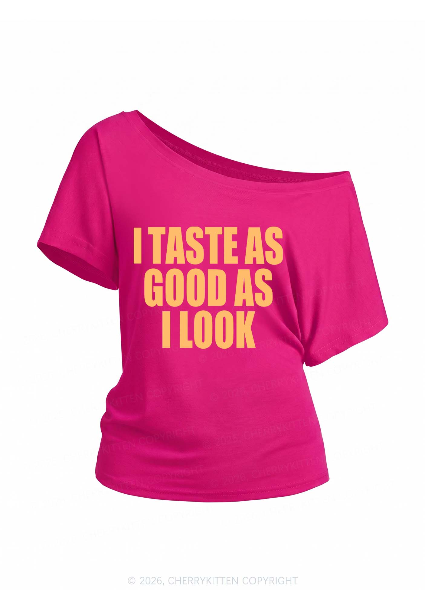 Taste Good Y2K Off Shoulder Tee Cherrykitten
