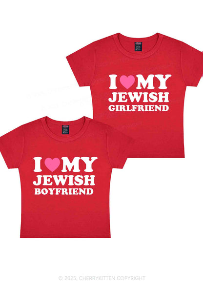 Custom I Love My Jewish GF BF Y2K Valentine's Day Baby Tee Cherrykitten