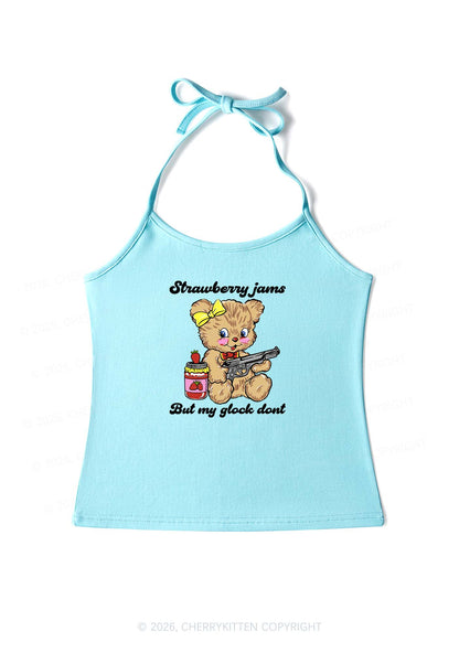 Strawberry Jams Bear Y2K Halter Neck Cami Cherrykitten