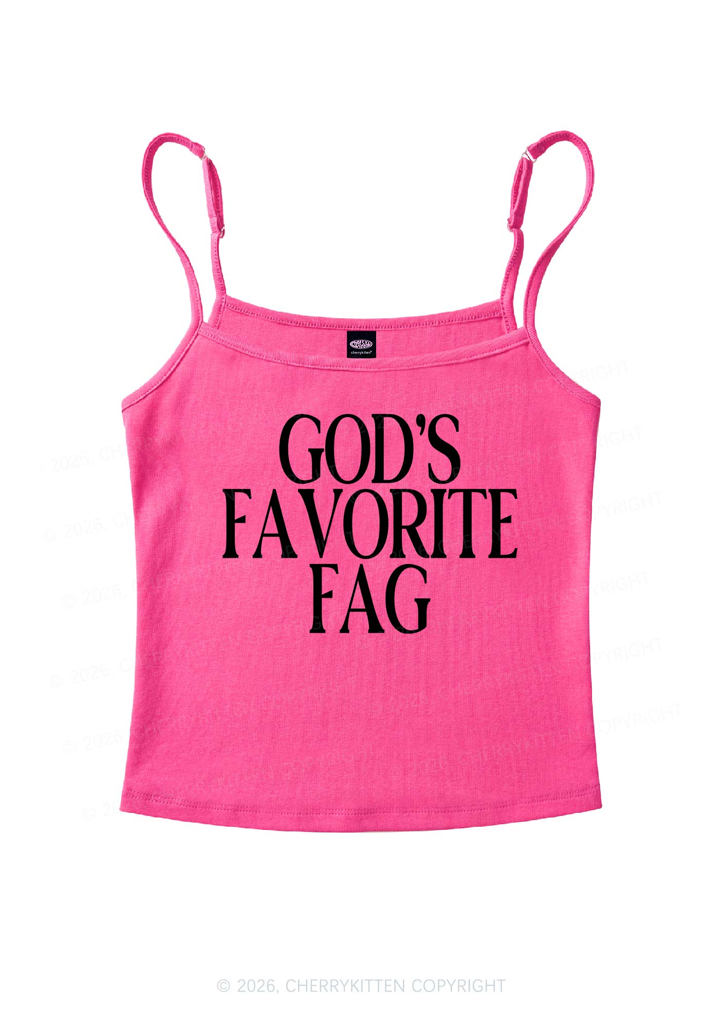 Gods Favorite Fag Pride Y2K Spaghetti Strap Cami Cherrykitten