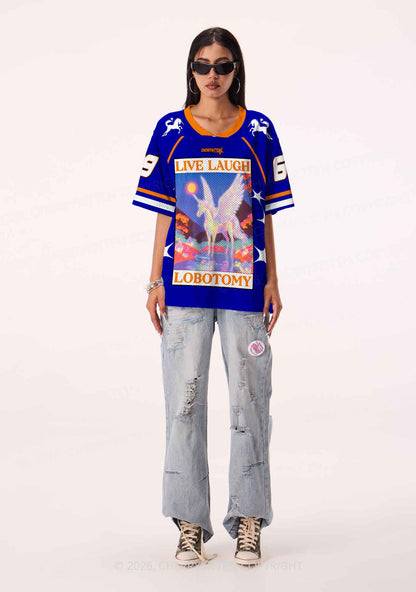 Dark Blue Live Laugh Lobotomy Y2K Sport Jersey Shirts Cherrykitten