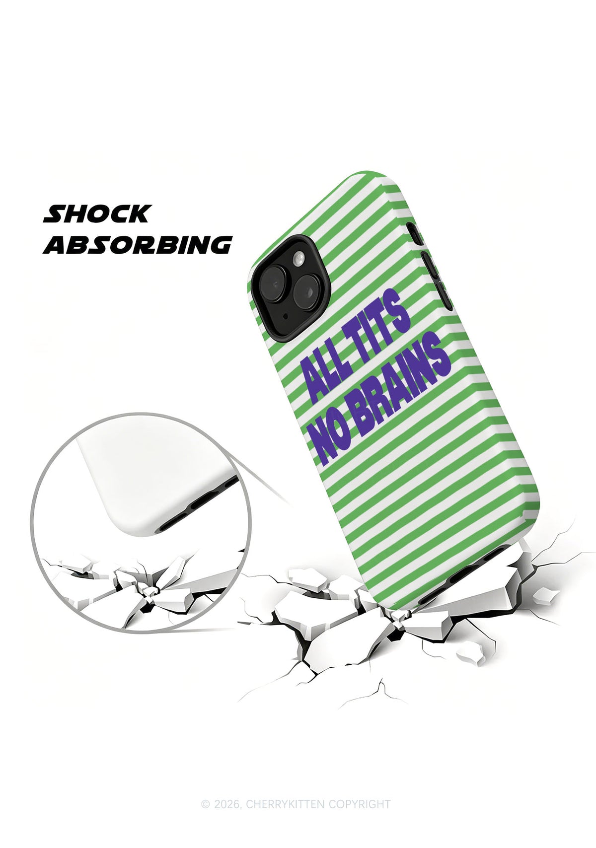 All Txts No Brains Green Stripes Y2K Phone Case Cherrykitten