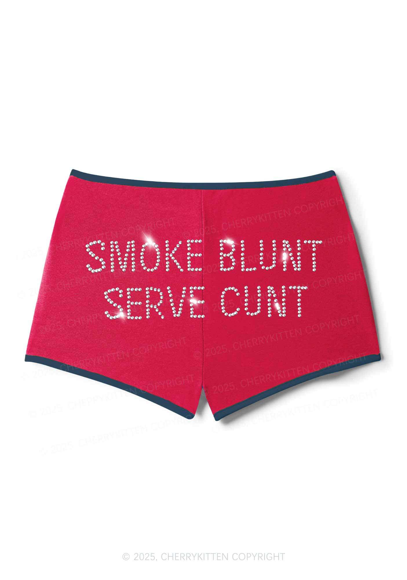 Rhinestone Smoke Blunt Y2K Booty Shorts Cherrykitten