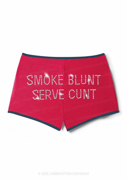 Rhinestone Smoke Blunt Y2K Booty Shorts Cherrykitten