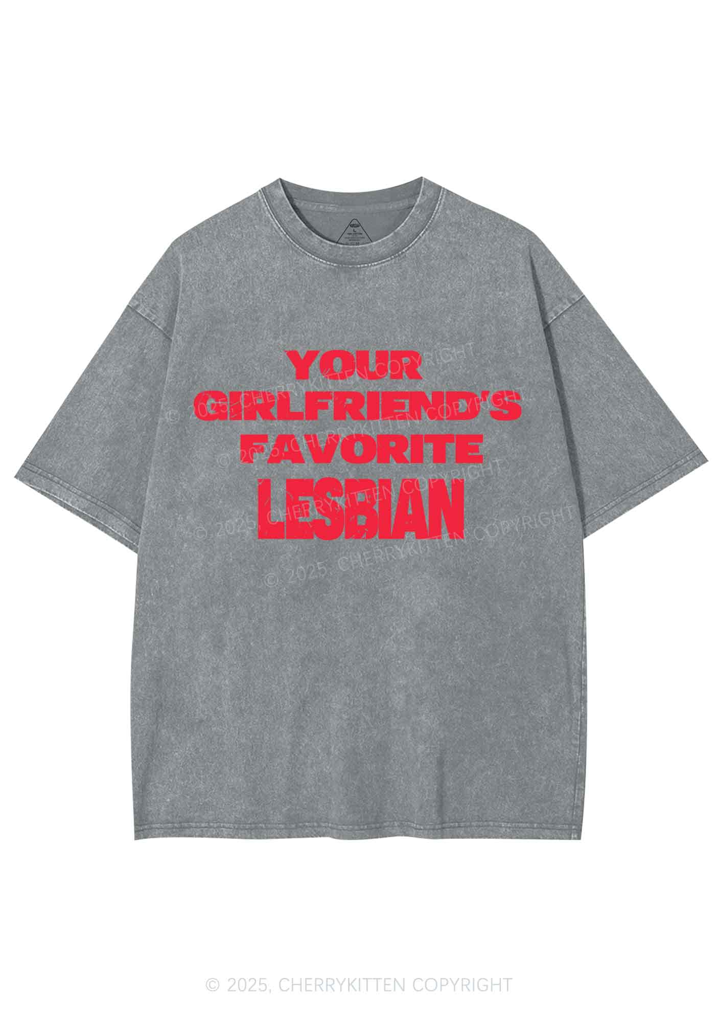 Your GF Favorite Lesbian Pride Y2K Shirts Washed Tee Cherrykitten
