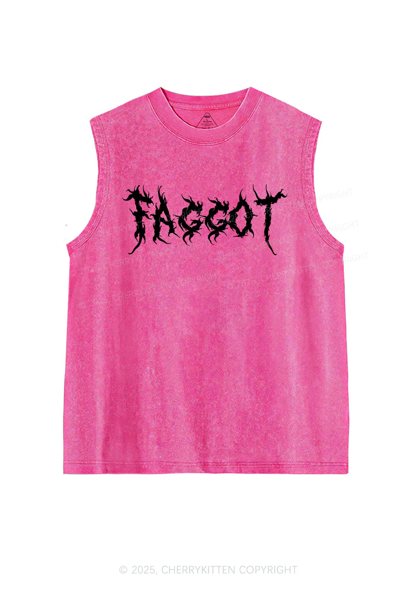 Punk Faggot Pride Y2K Washed Muscle Tank Cherrykitten