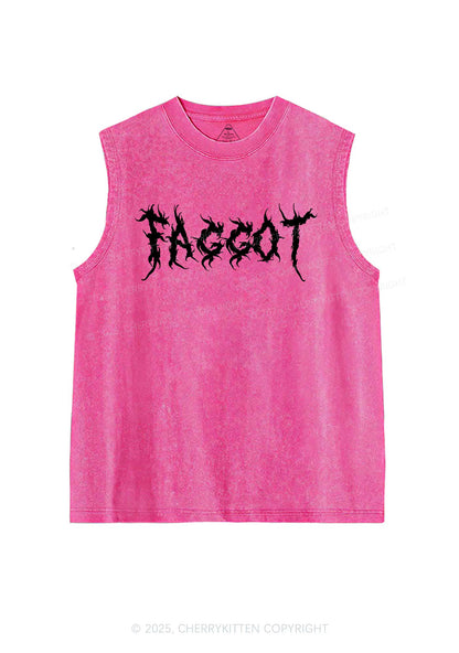 Punk Faggot Pride Y2K Washed Muscle Tank Cherrykitten