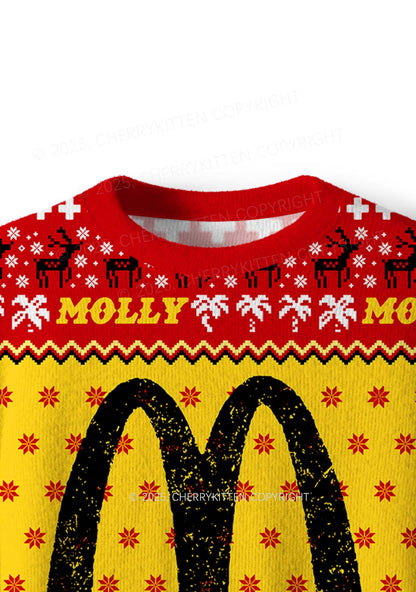 Red Molly Y2K Christmas Knit Sweatshirt Cherrykitten