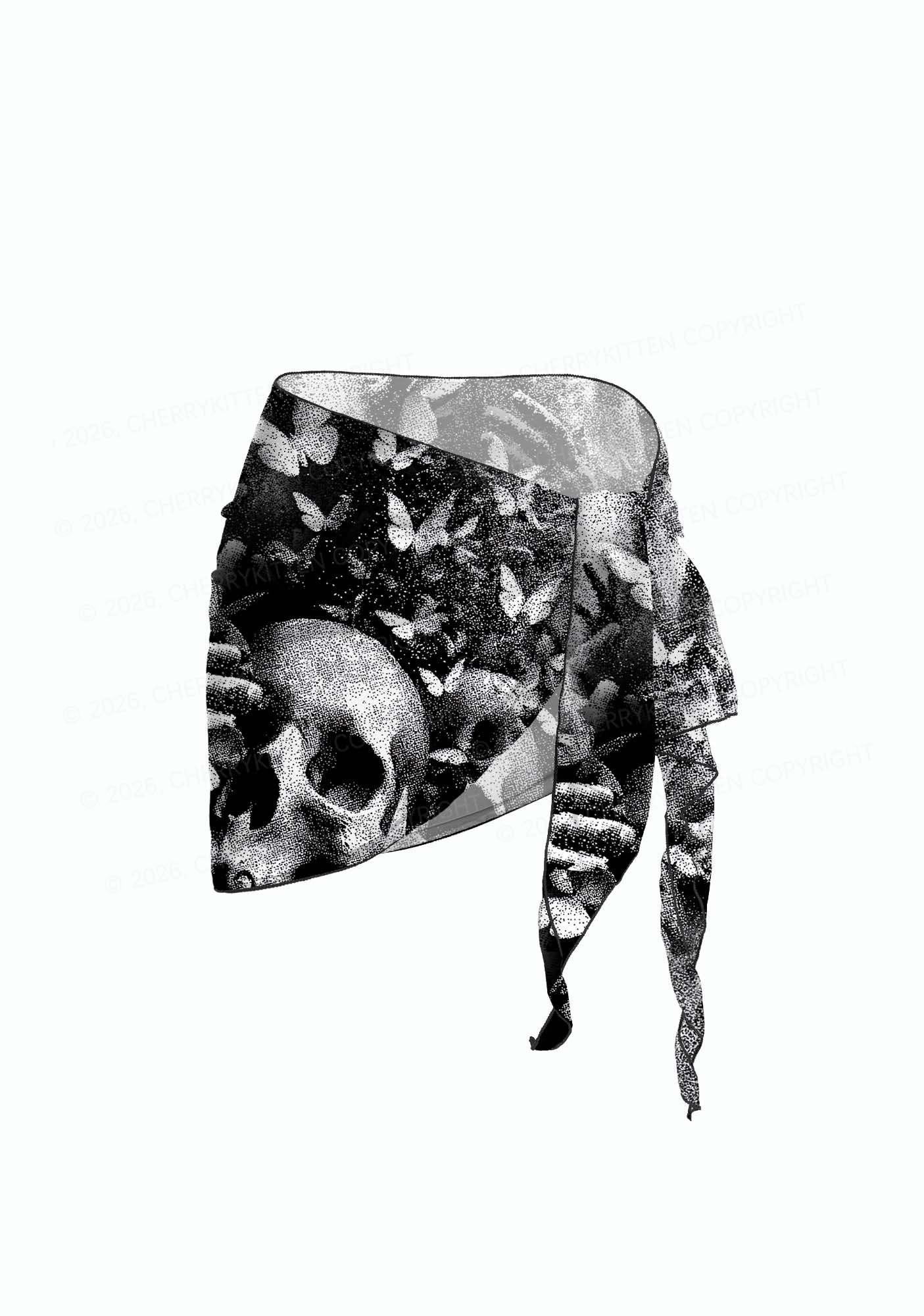 Halloween Gothic Skull Y2K Print Bikini Set Cherrykitten