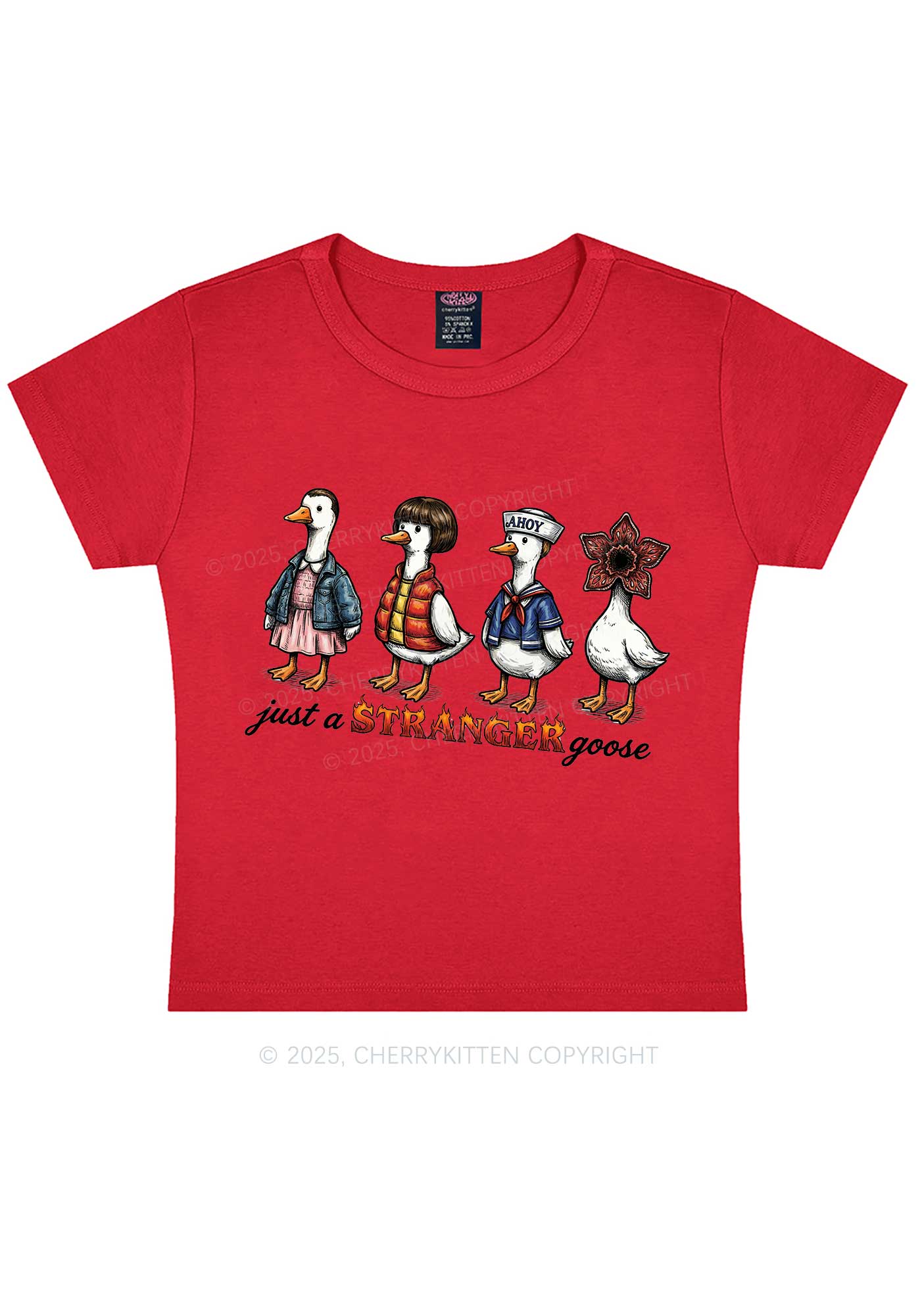 Just A Stranger Goose Y2K Baby Tee Cherrykitten