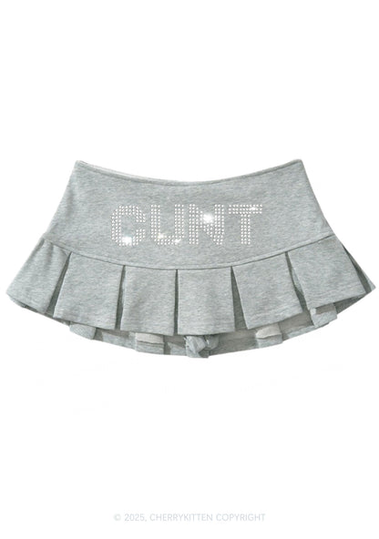Rhinestone Cxxt Y2K Mini Pleated Skirts Cherrykitten