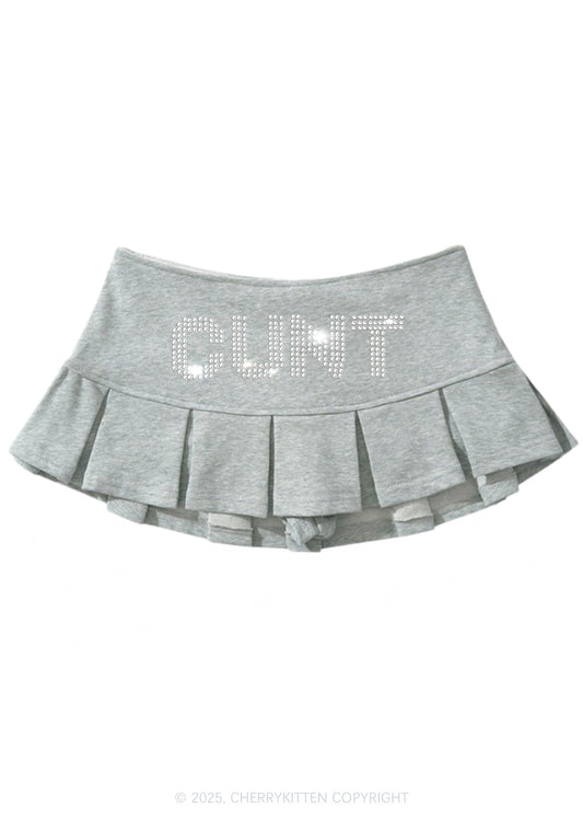 Rhinestone Cxxt Y2K Mini Pleated Skirts Cherrykitten