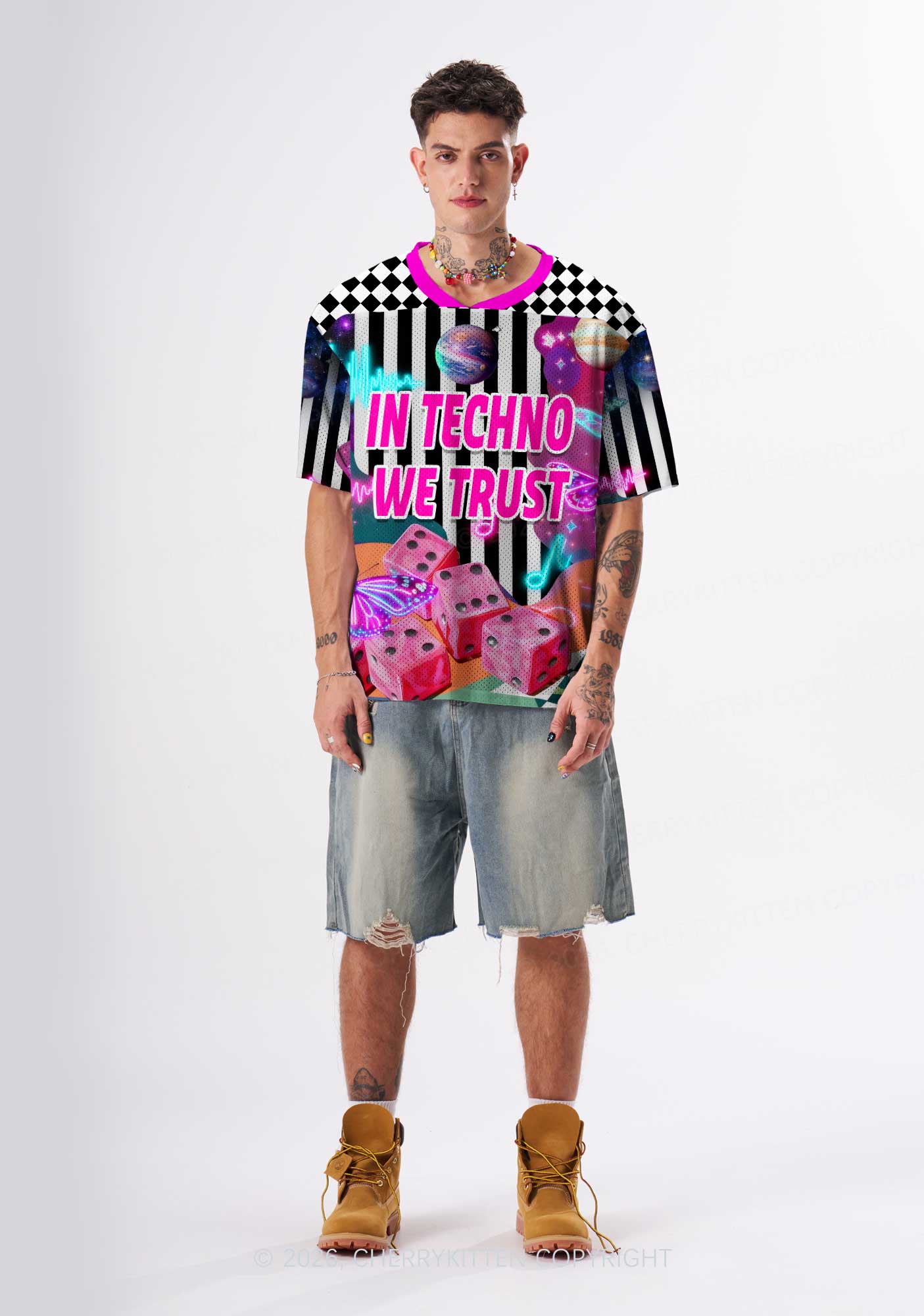 In Techno We Trust Y2K Sport Jersey Shirts Cherrykitten