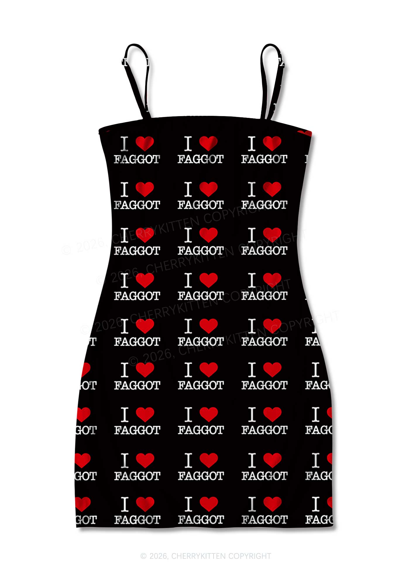 I Love Faggot Valentine's Day Y2K Print Slip Dress Cherrykitten