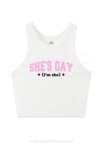 She Is Gay Y2K Crop Tank Top Cherrykitten