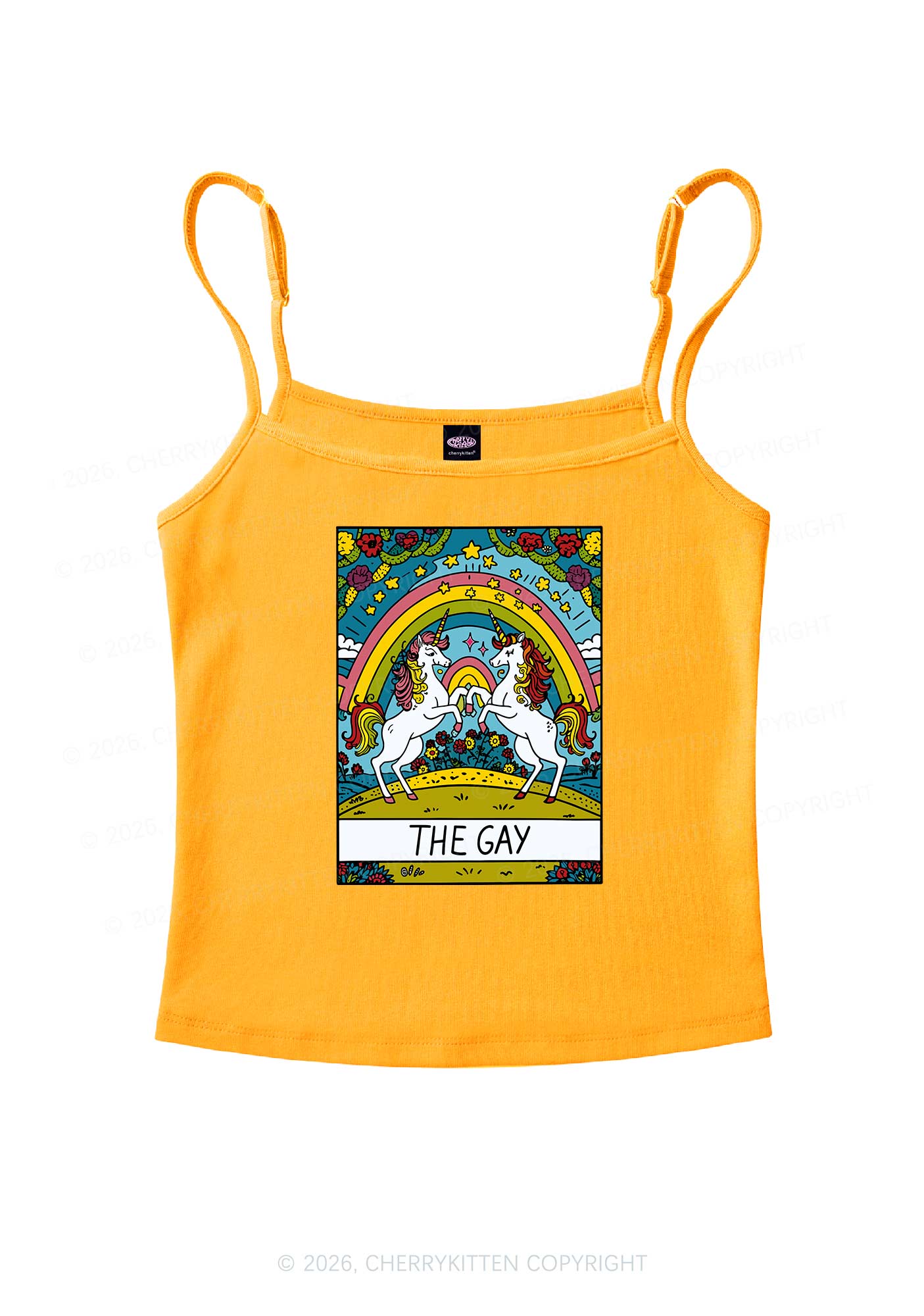 The Gay Unicorn Pride Y2K Spaghetti Strap Cami Cherrykitten