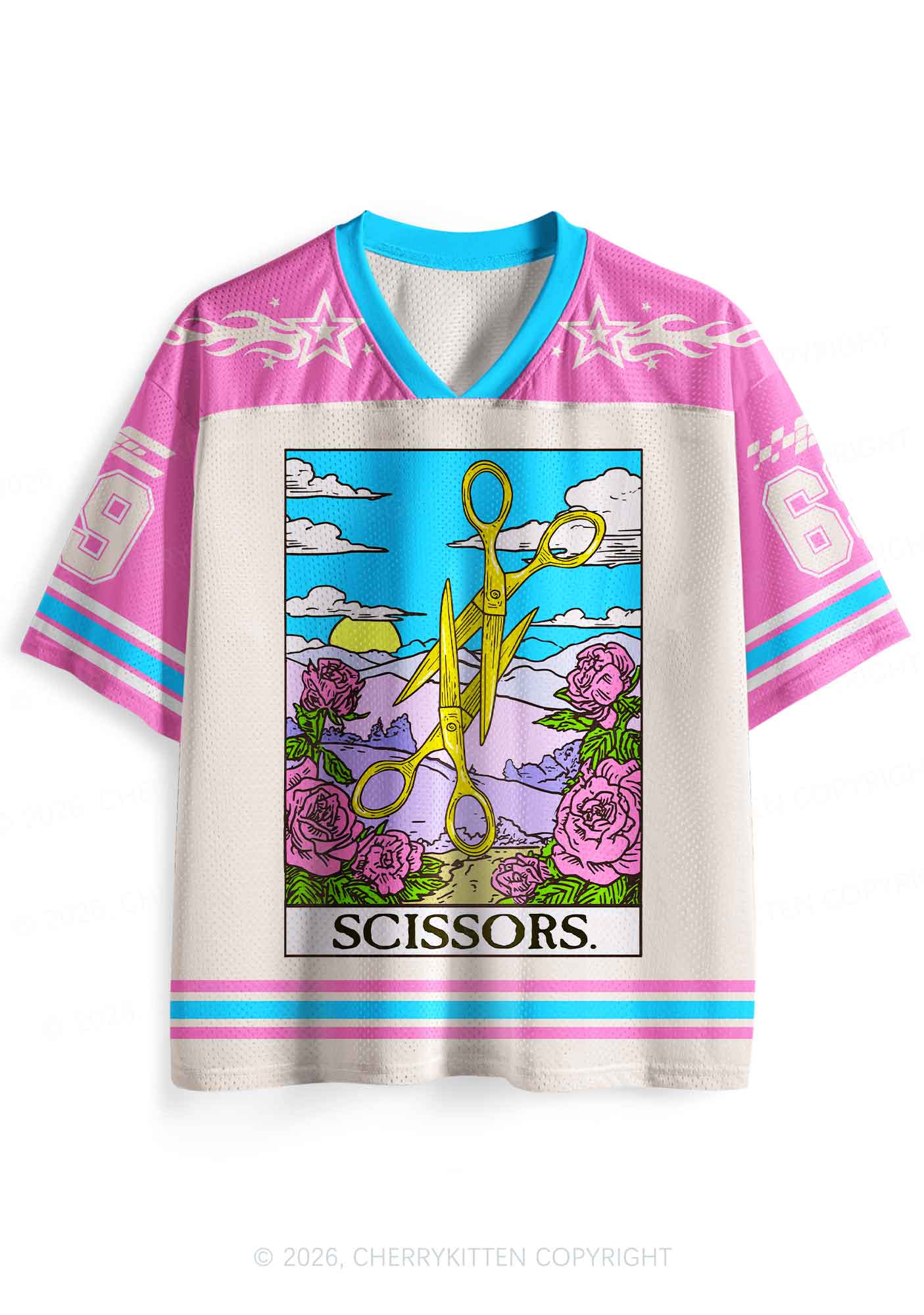 Yellow Scissors Pride Y2K Sport Jersey Shirts Cherrykitten