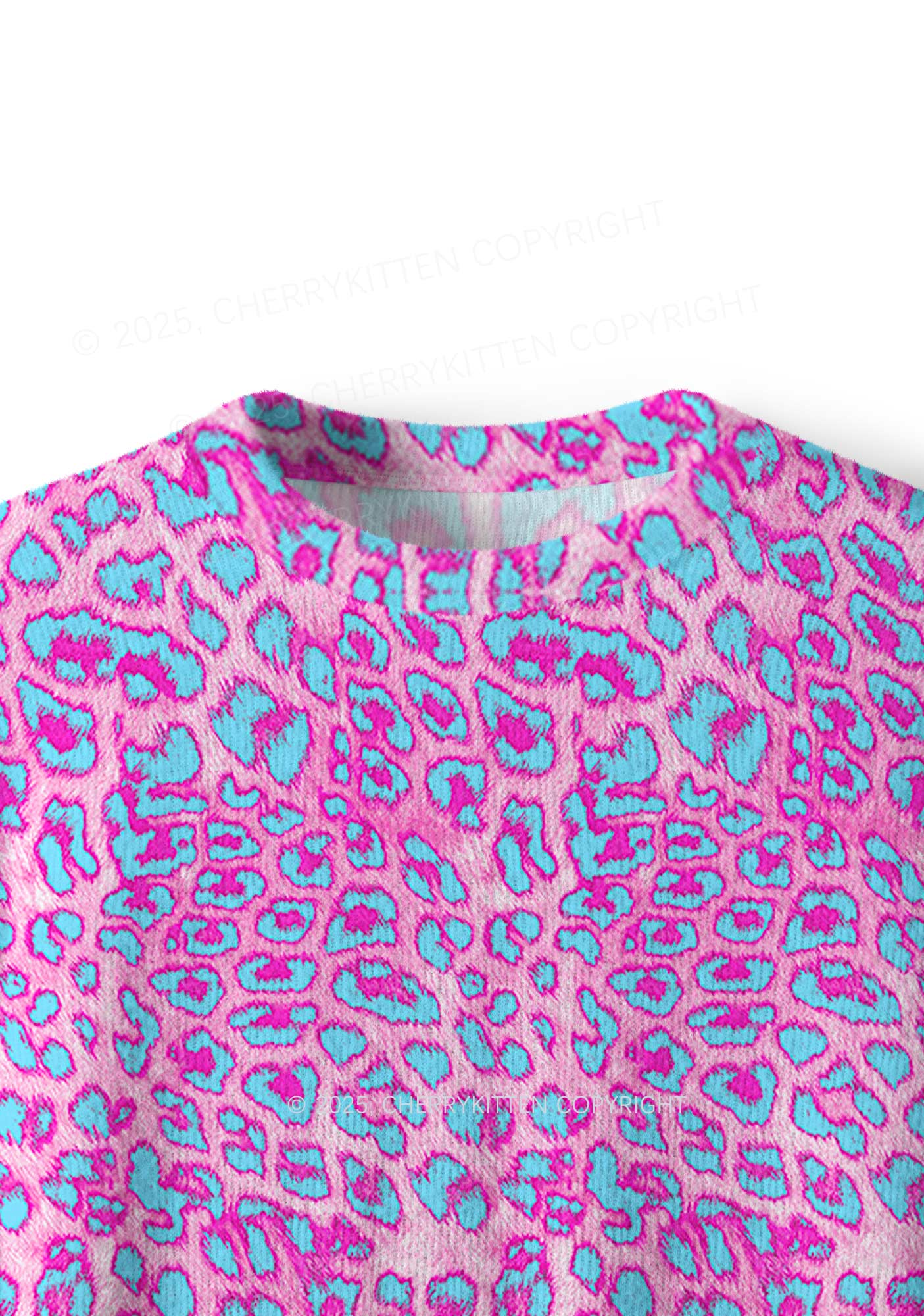 Purple Leopard Y2K Christmas Knit Sweatshirt Cherrykitten