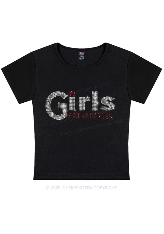 Rhinestone Girls Eat It Better Pride Y2K Baby Tee Cherrykitten
