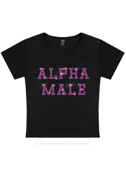 Rhinestone Pink Alpha Male Y2K Baby Tee Cherrykitten