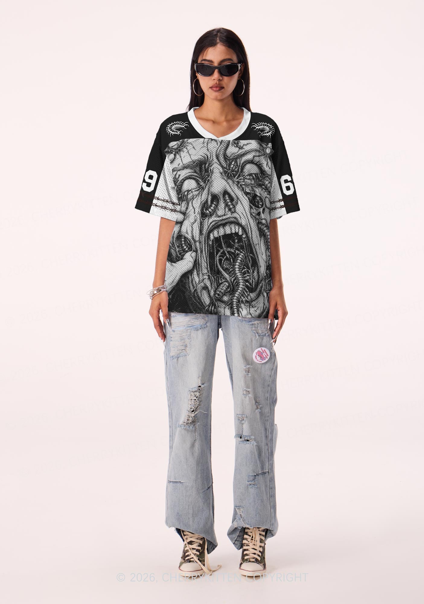 Halloween Insect On Face Y2K Sport Jersey Shirts Cherrykitten