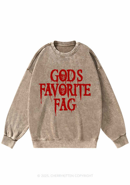 Halloween Gods Favorite Fag Pride Y2K Washed Sweatshirts Cherrykitten