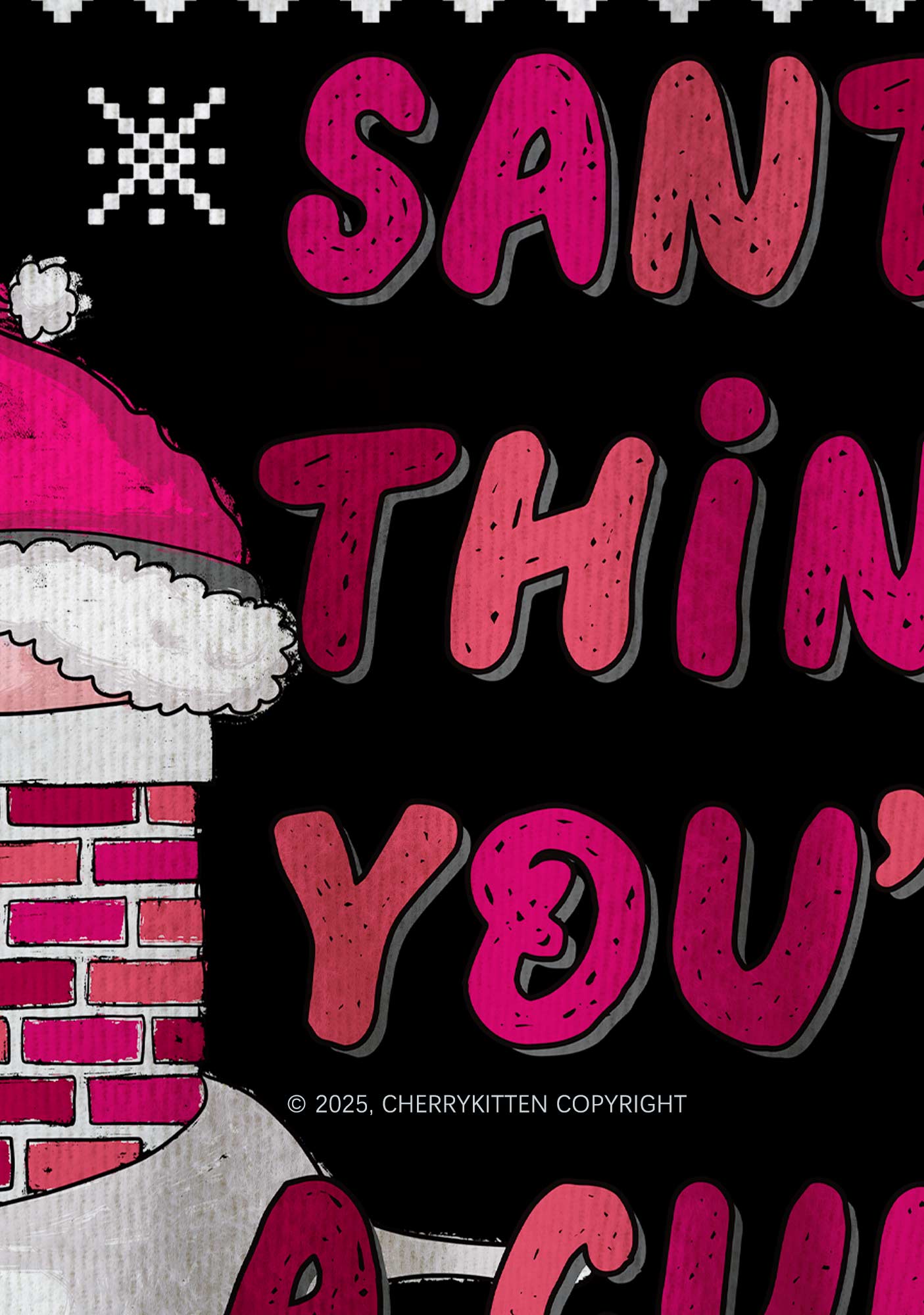 Santa Thinks Youre A Cxxt Y2K Christmas Knit Sweatshirt Cherrykitten