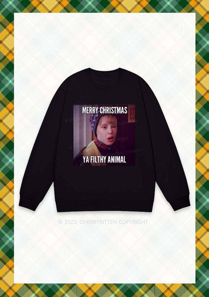 Merry Christmas Ya Filthy Animal Y2K Sweatshirt Cherrykitten