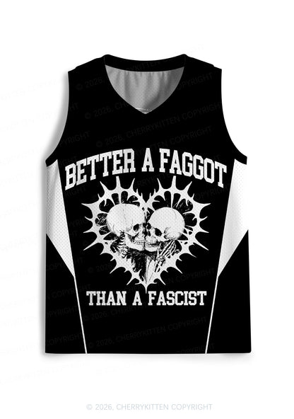Better A Faggot Than A Fascist Pride Y2K Sport Jersey Tank Cherrykitten