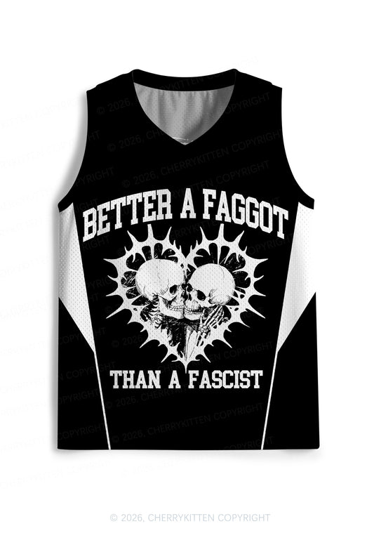 Better A Faggot Than A Fascist Pride Y2K Sport Jersey Tank Cherrykitten