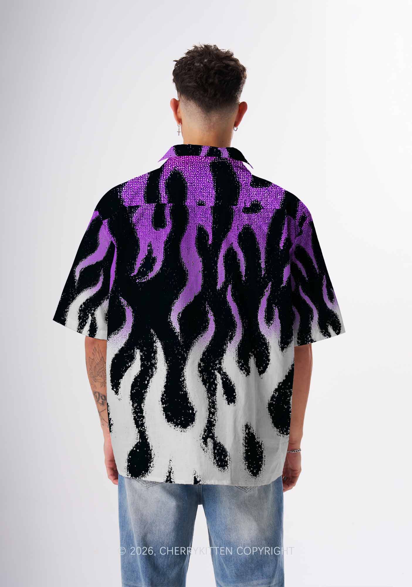 Asexual Flame Pride Y2K Print Hawaiian Shirt Cherrykitten