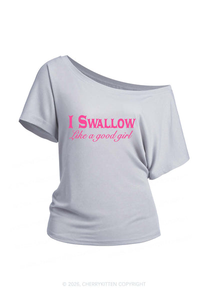 Swallow Like Good Girl Y2K Off Shoulder Tee Cherrykitten