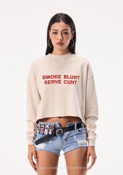 Smoke Blunt Y2K Crop Washed Sweatshirts Cherrykitten